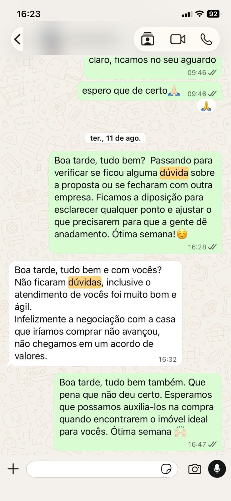 Exemplo real de follow-up 1